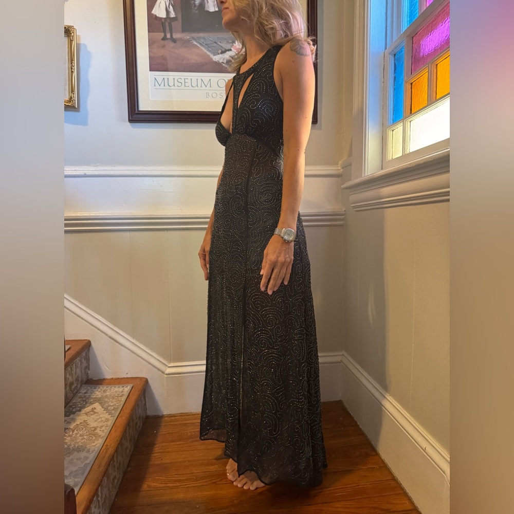 Free People Black Beaded Maxi Slip Dress XS - Picture 4 of 10